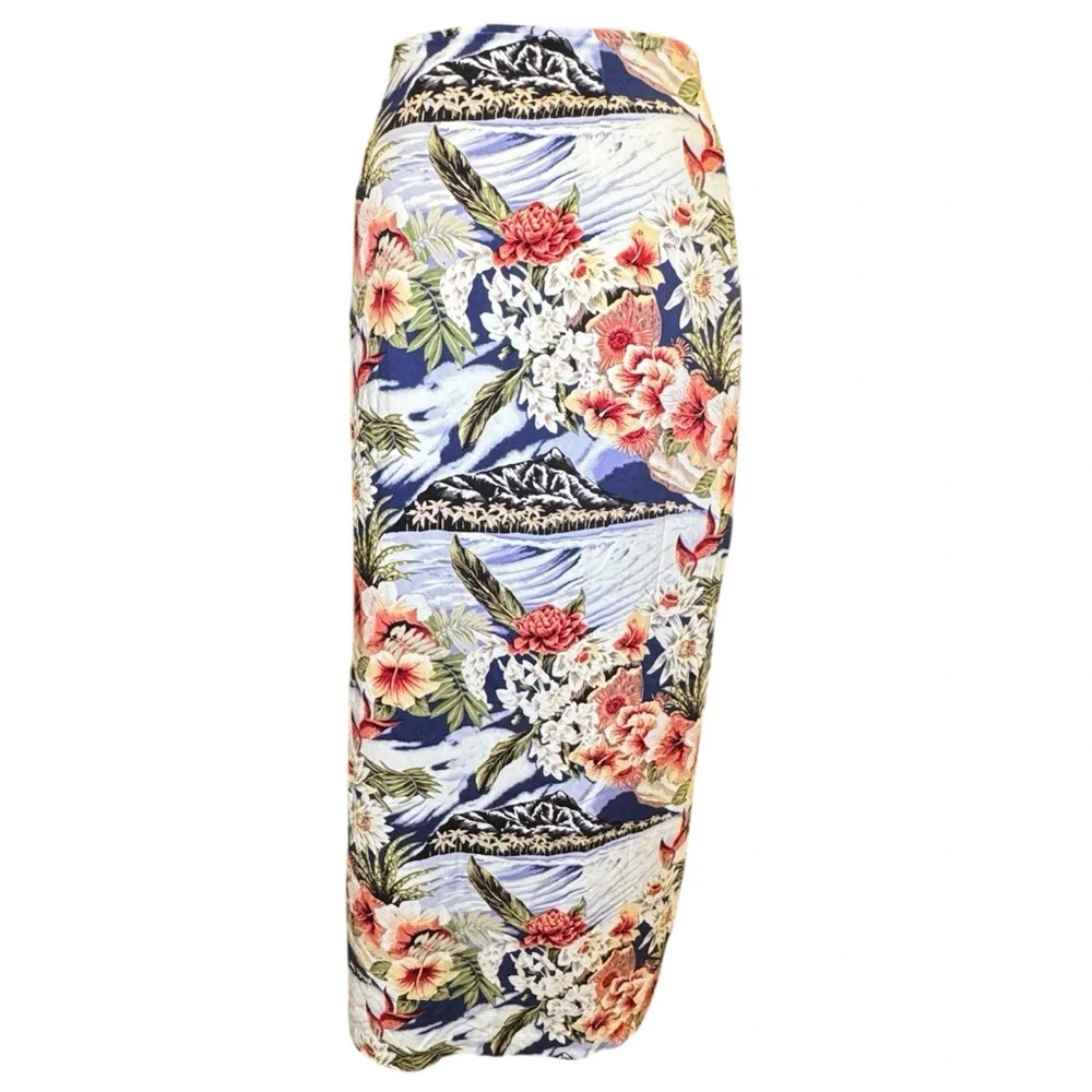 Vintage Robbie‎ Bee Hawaiian Skirt 90s Maxi Faux Wrap Floral Lined Tie Waist